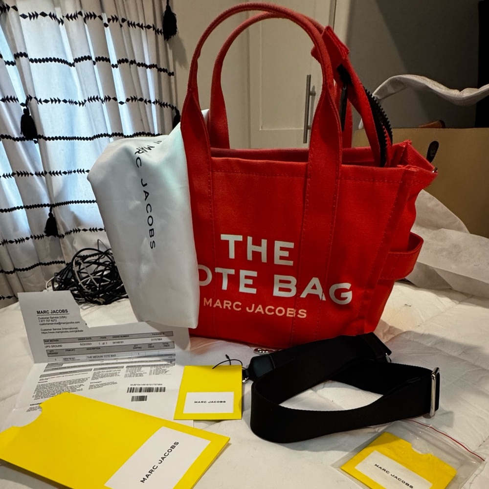 Marc Jacobs Orange Tote with Black Strap